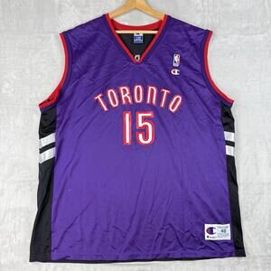 Vintage Champion Toronto Raptors Vince Carter 15 Jersey Men Sz XL NBA Purple Y2K